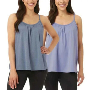 32 Degrees Cool Cami Tanks Small Blue Lavender Built In Bra | Set Of 2